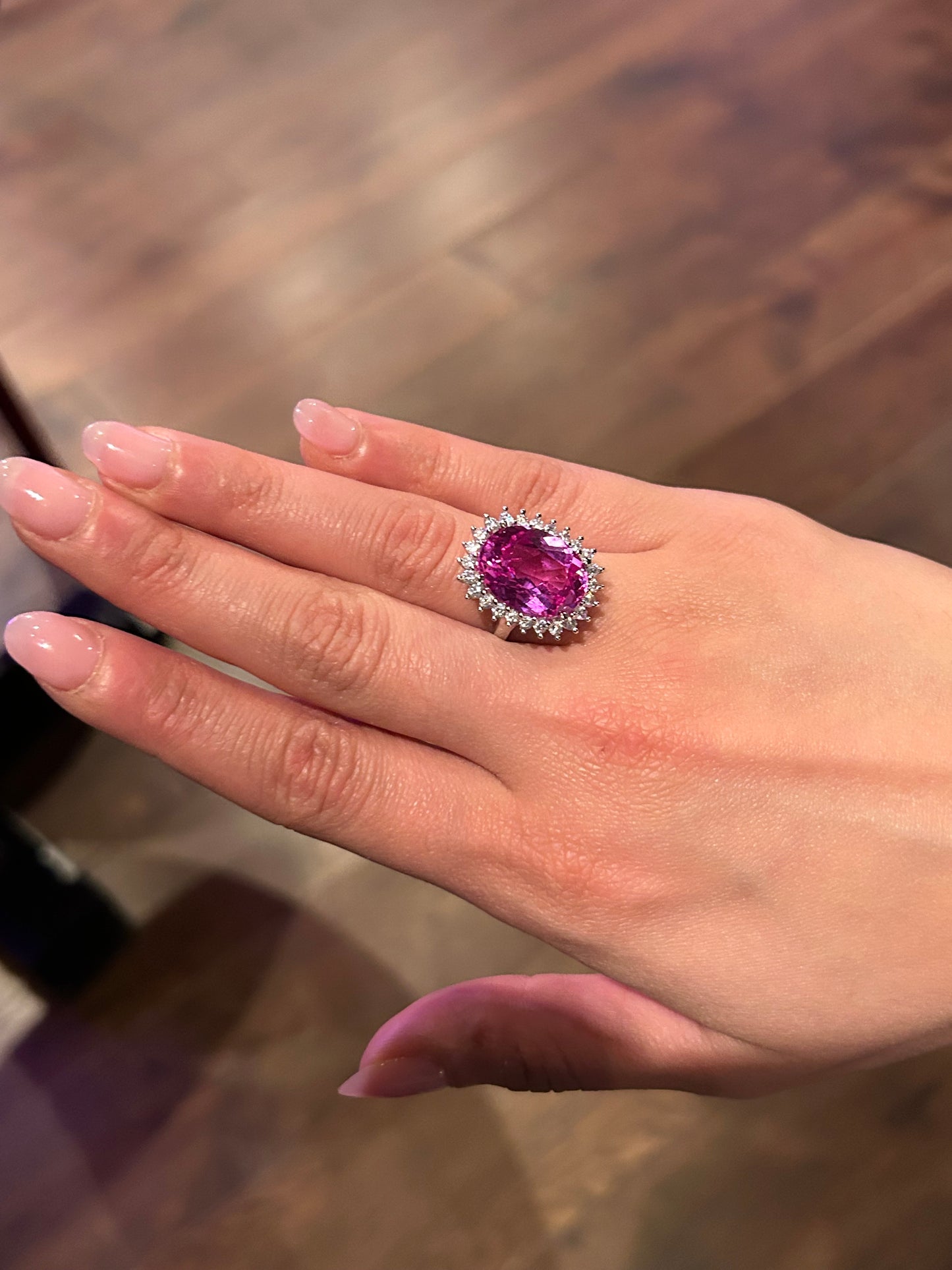 Exquisite Pink Sapphire and Sterling Silver Ring