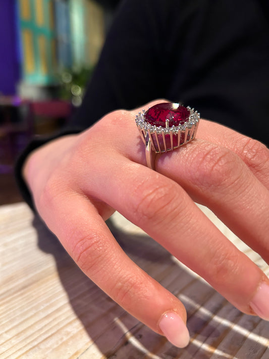 Fiery Ruby Red Topaz and Sterling Silver Ring.