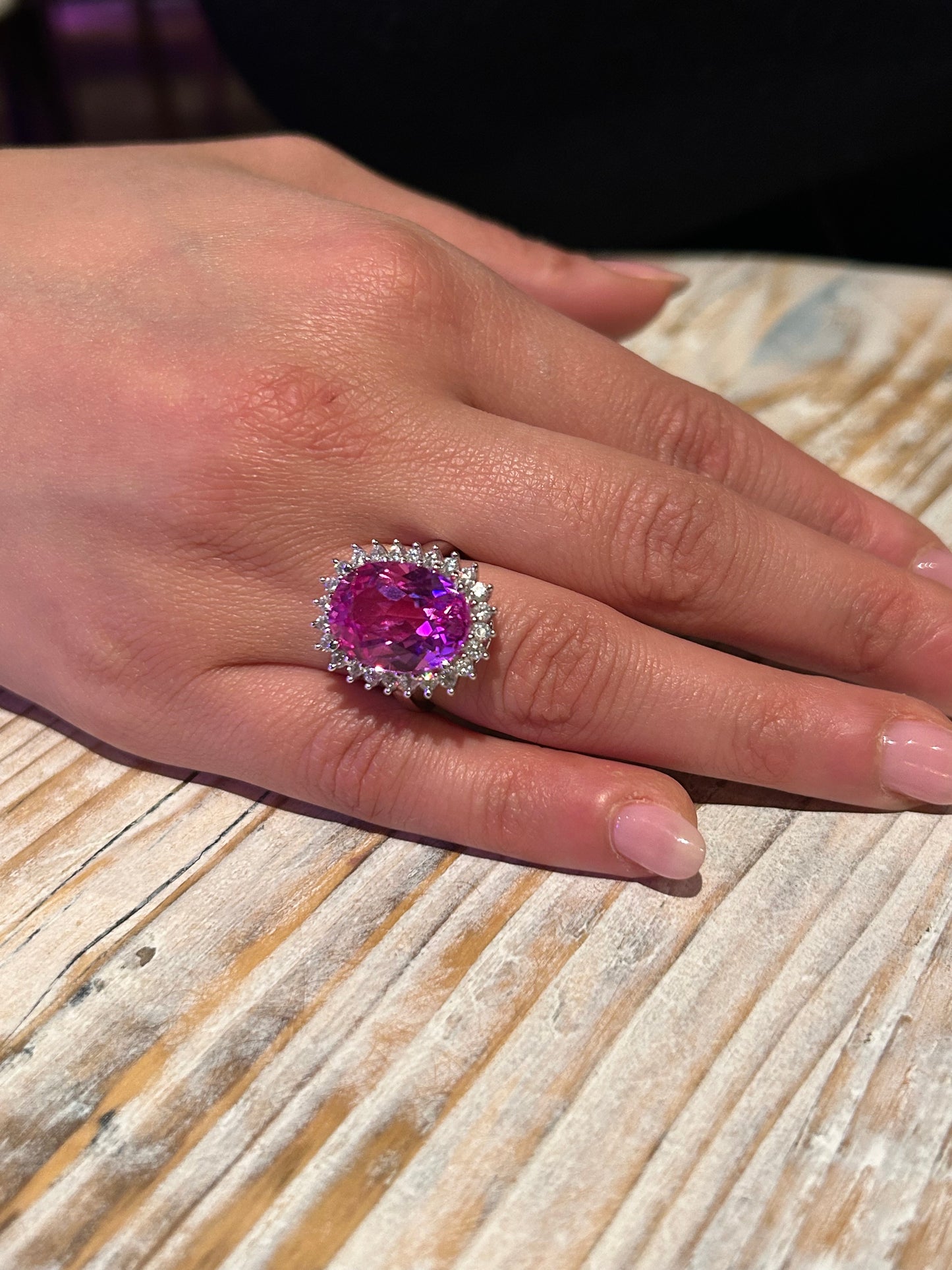 Exquisite Pink Sapphire and Sterling Silver Ring