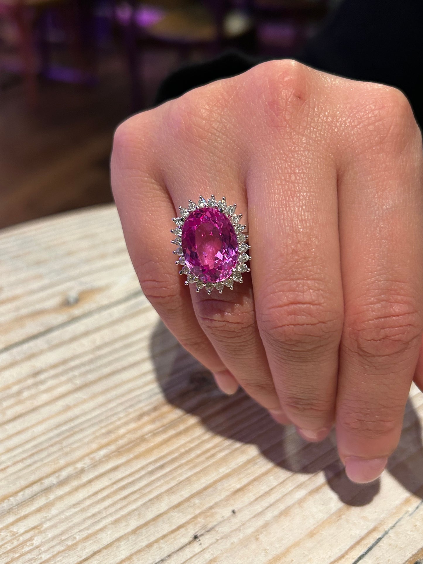 Exquisite Pink Sapphire and Sterling Silver Ring