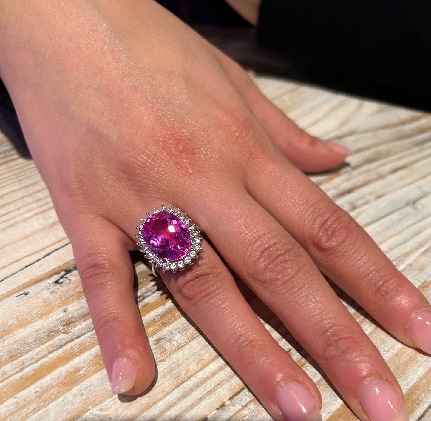 Exquisite Pink Sapphire and Sterling Silver Ring