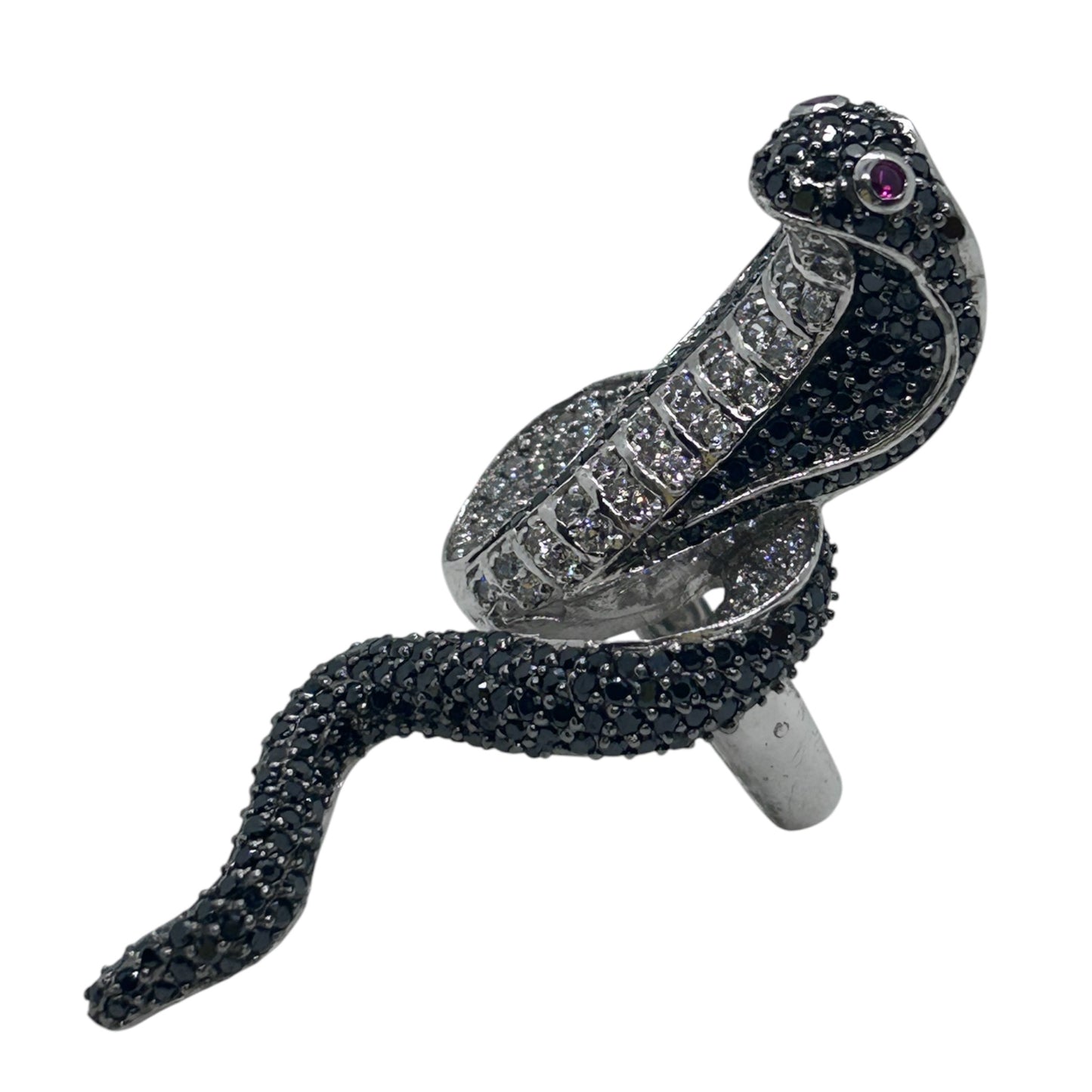 Statement Black and White Cobra Snake Ring