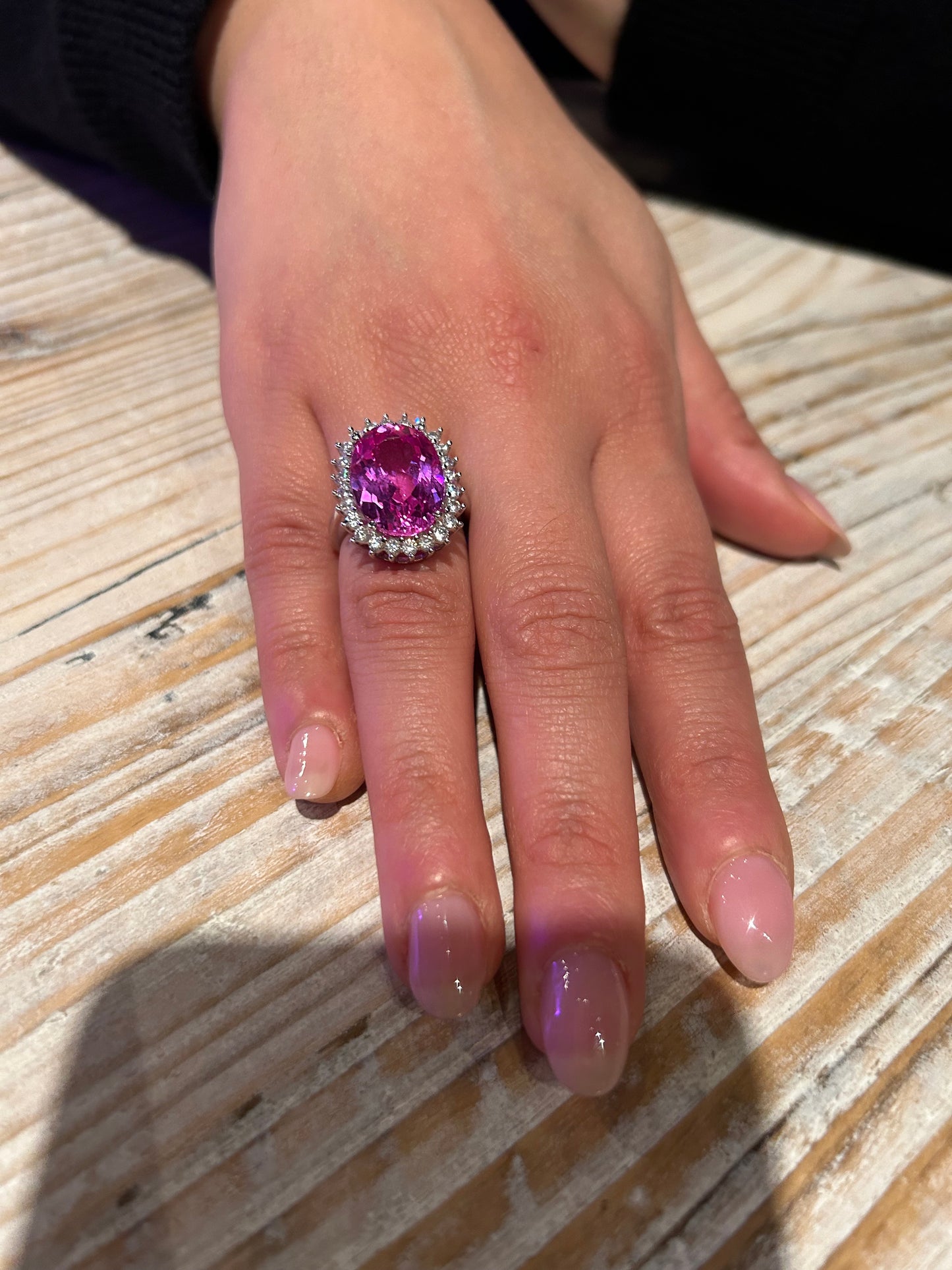 Exquisite Pink Sapphire and Sterling Silver Ring