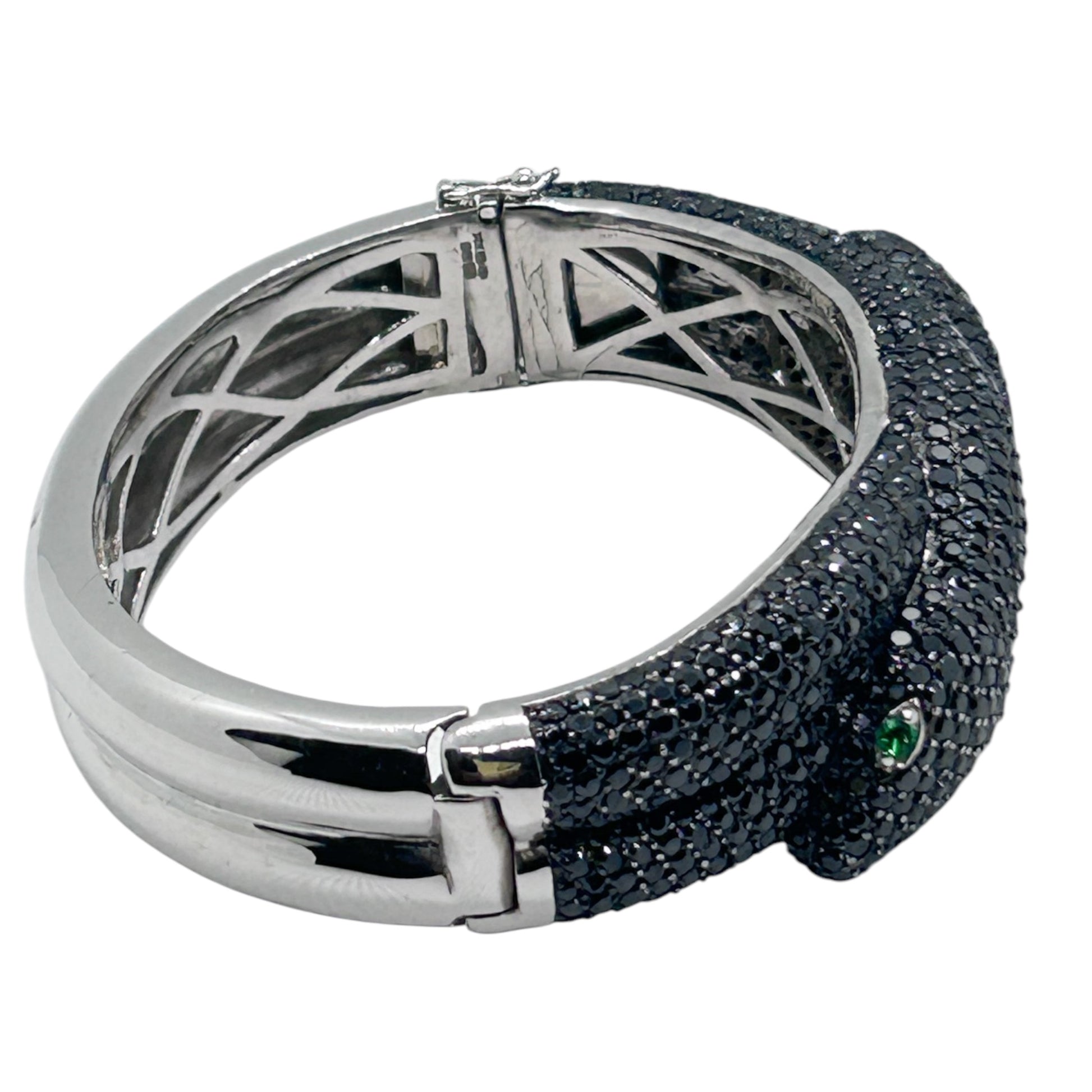 Exceptional Sterling Silver Black Snake Bracelet