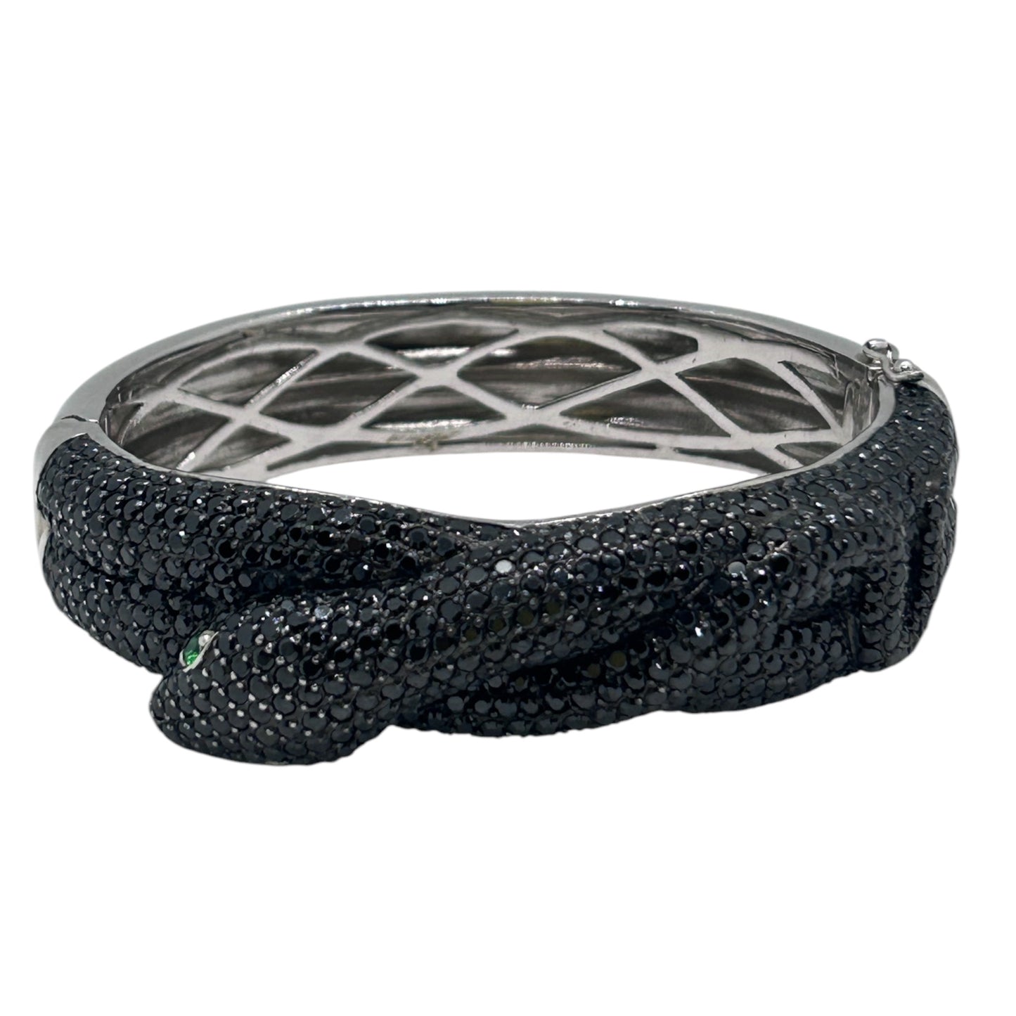 Sterling Silver Black CZ snake bangle