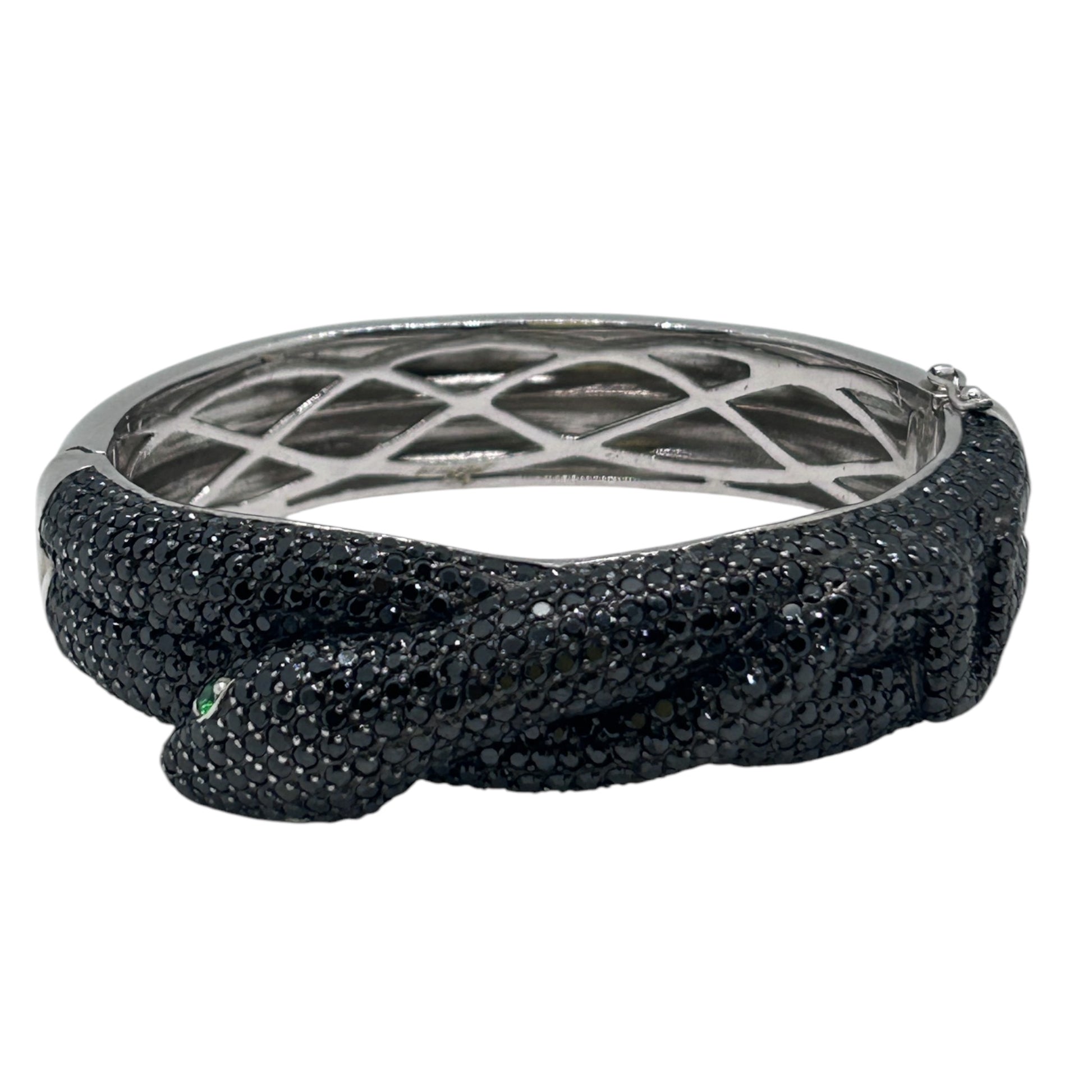 Sterling Silver Black CZ snake bangle