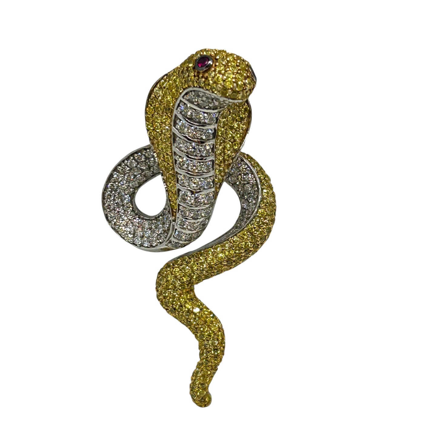Yellow and White Cobra Snake Ring