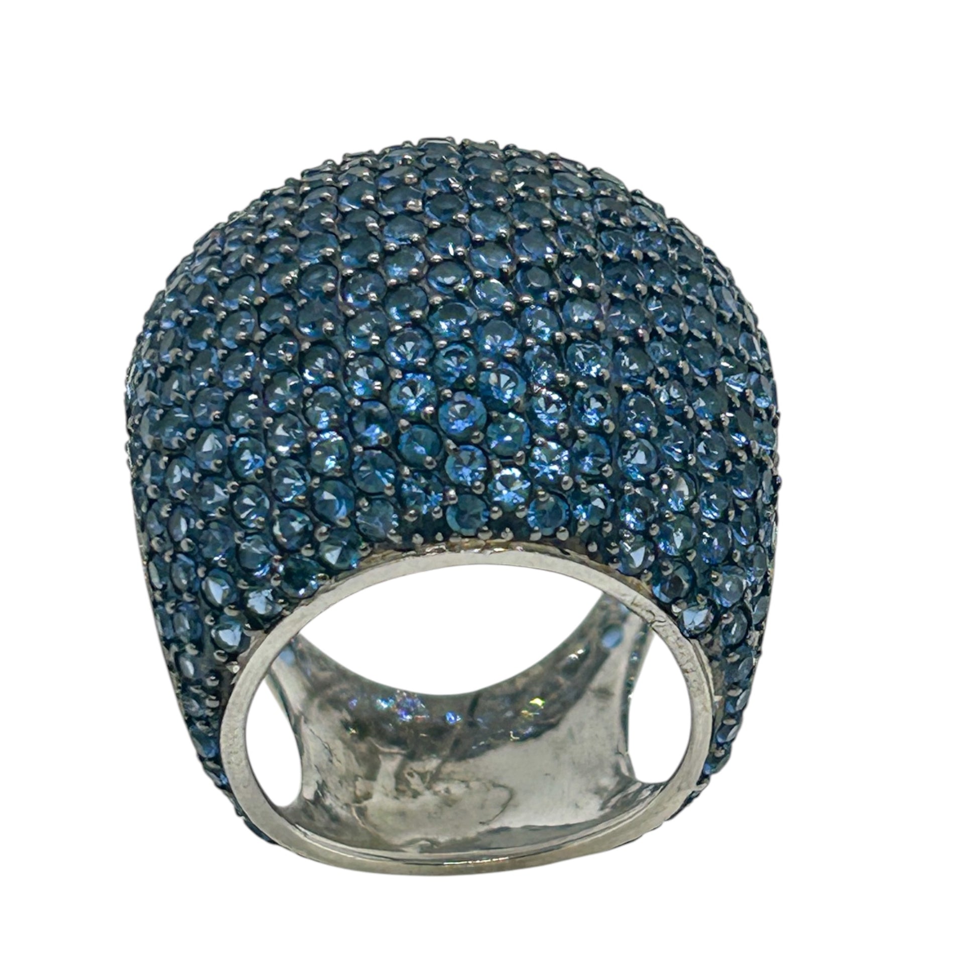 Exquisite Blue Dome Shape Cocktail Ring