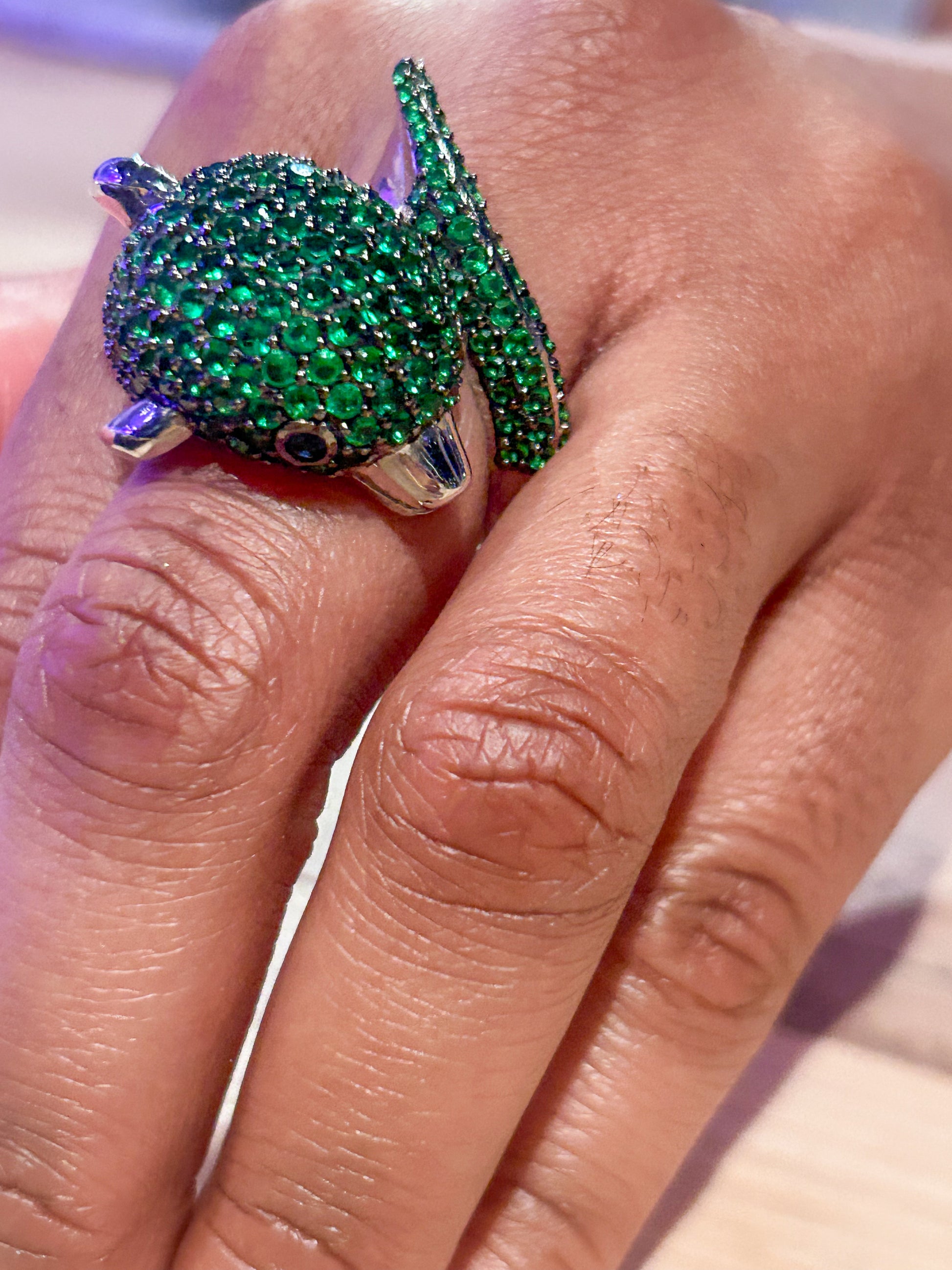 Green Bling Dolphin Cocktail Ring