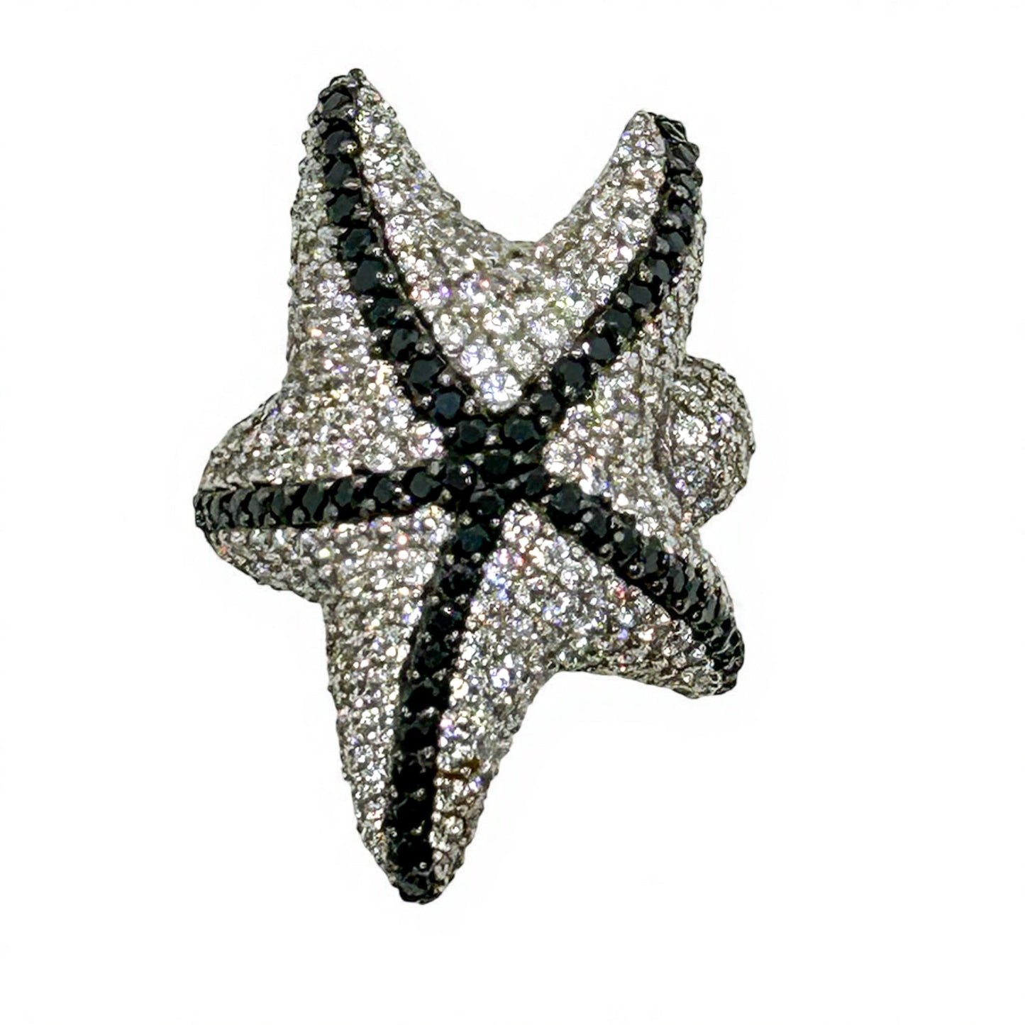 Luxury Black and White Starfish Ring