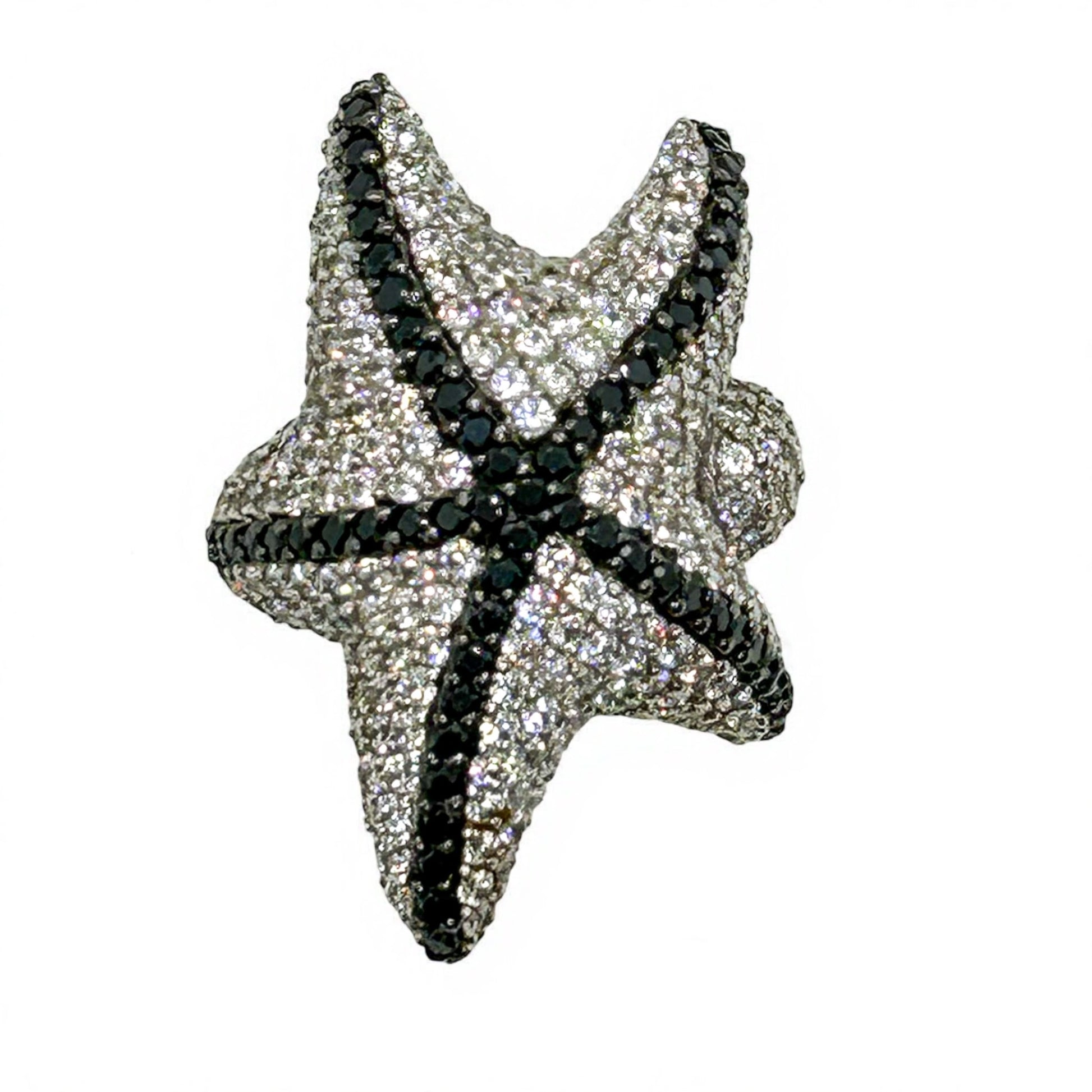 Luxury Black and White Starfish Ring
