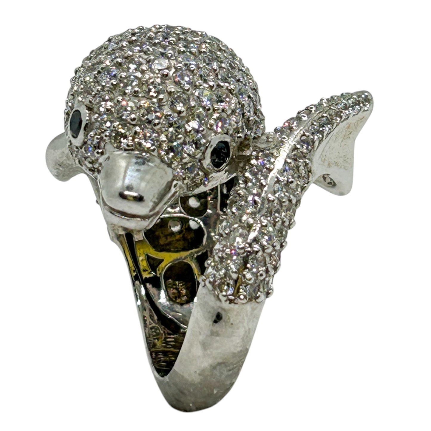 Luxury Cocktail White Dolphin Ring