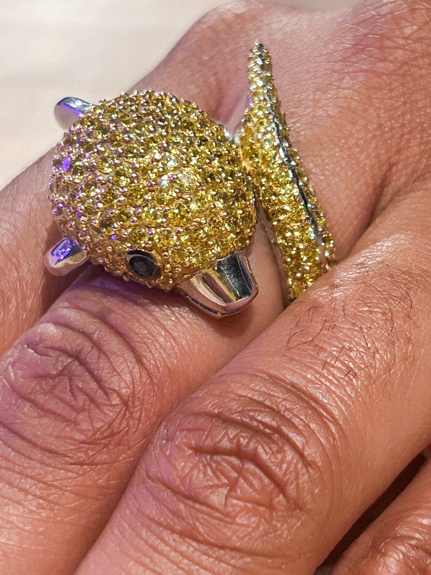Sterling Silver Yellow Dolphin Cocktail Ring