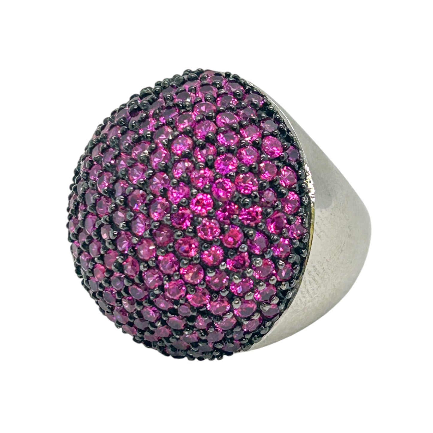 Luxury Pink Sterling Silver Cocktail Ring