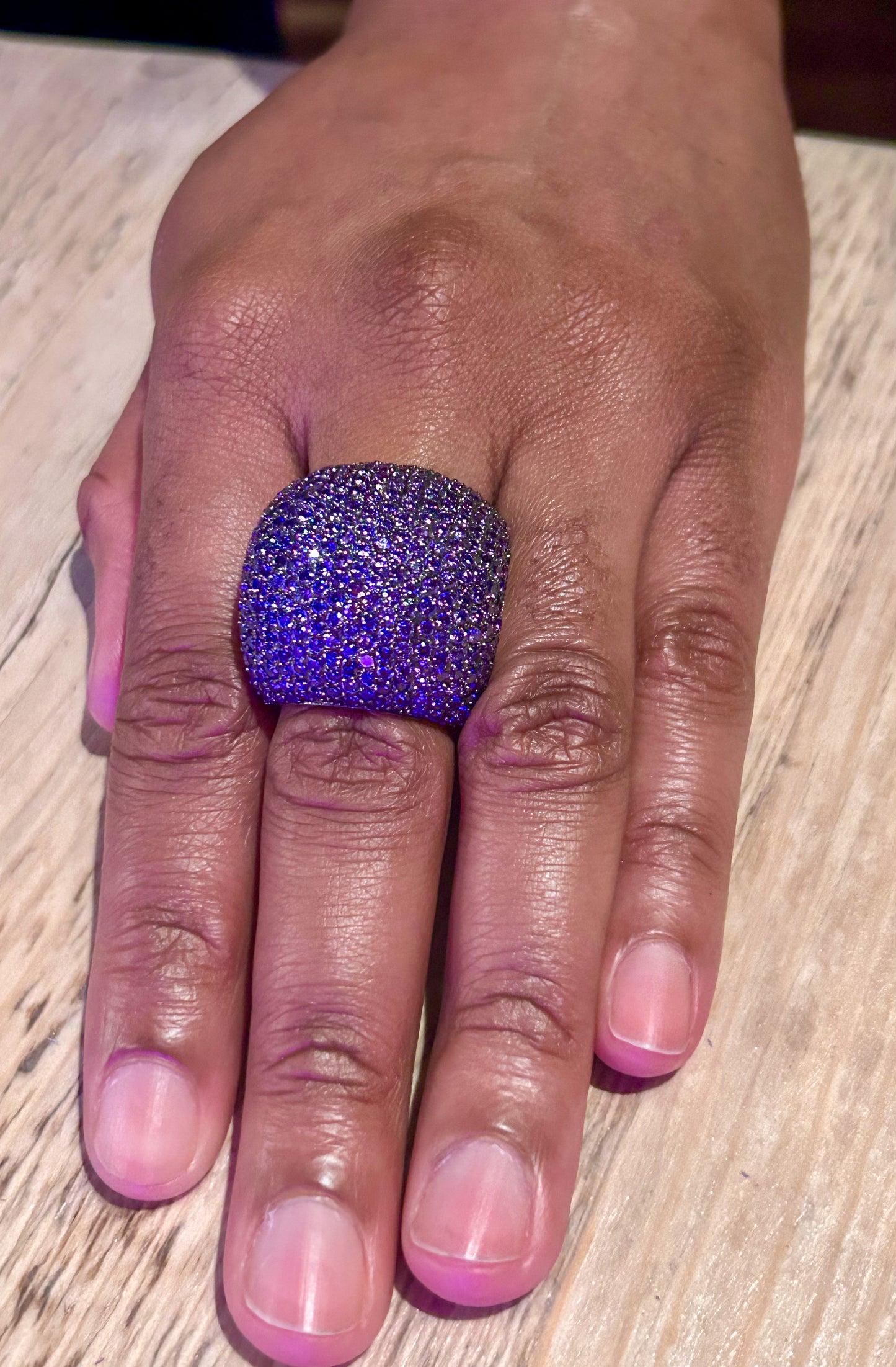 Purple Dome shaped Sterling Silver Ring
