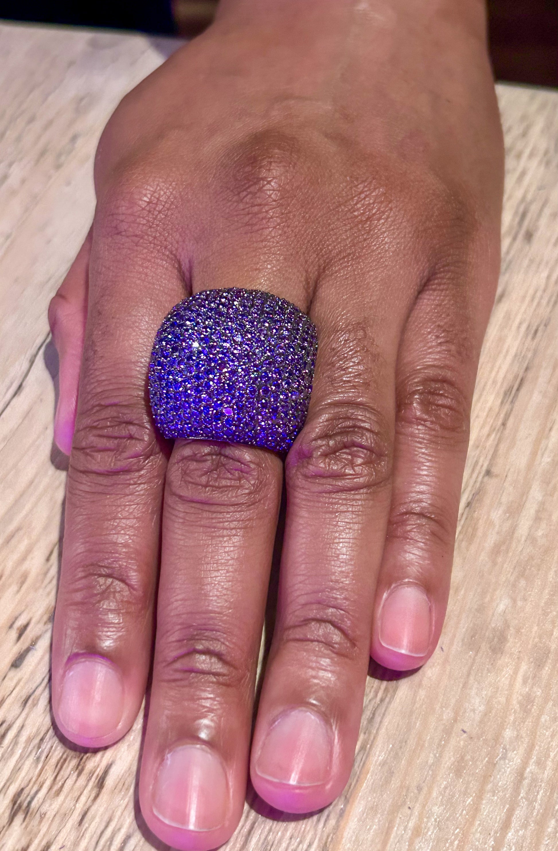 Purple Dome shaped Sterling Silver Ring