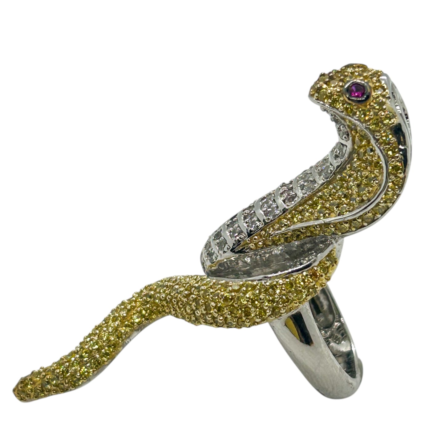 Sterling Silver Bling Cobra Cocktail Ring