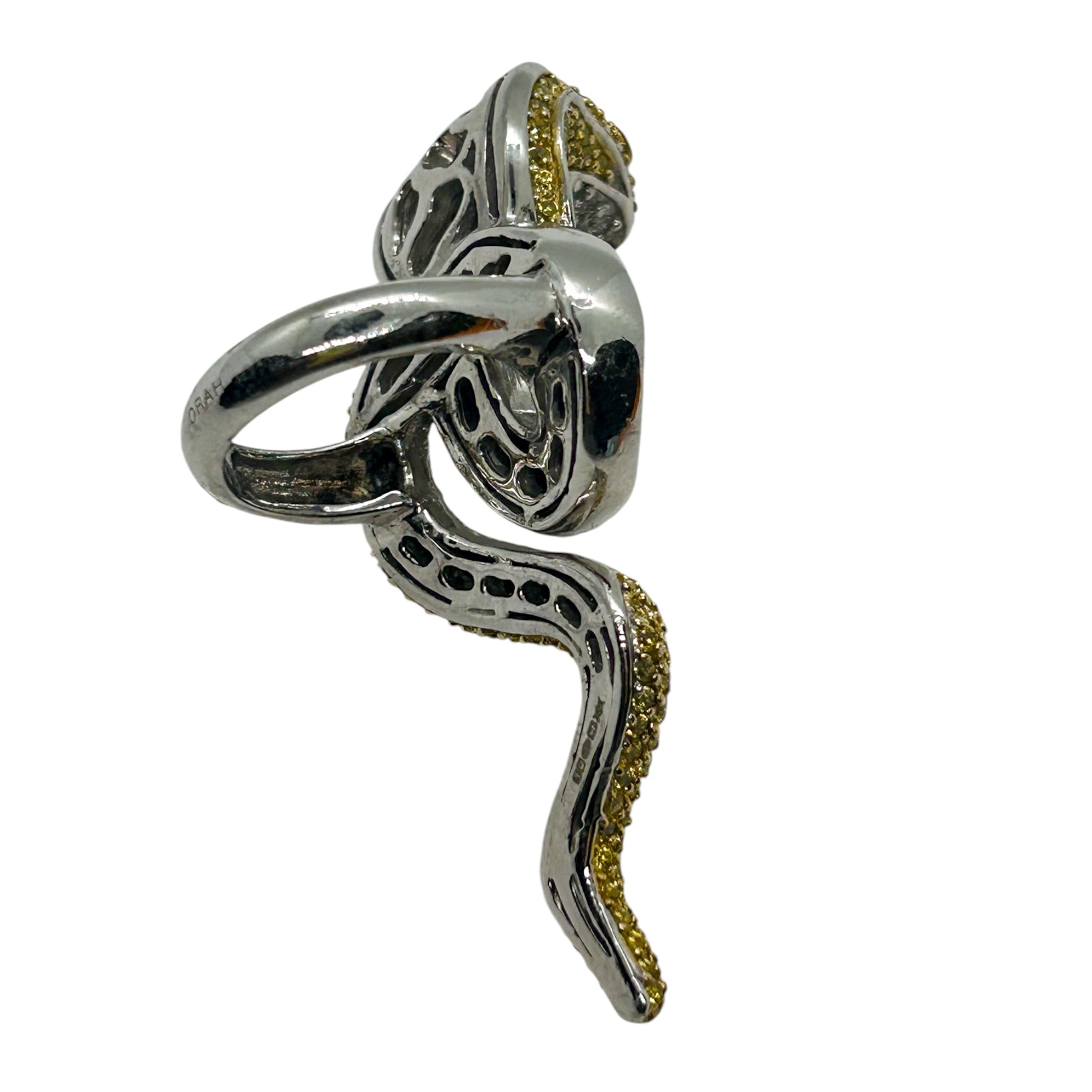Yellow Cobra Ring in Sterling Silver and Cubic Zirconia