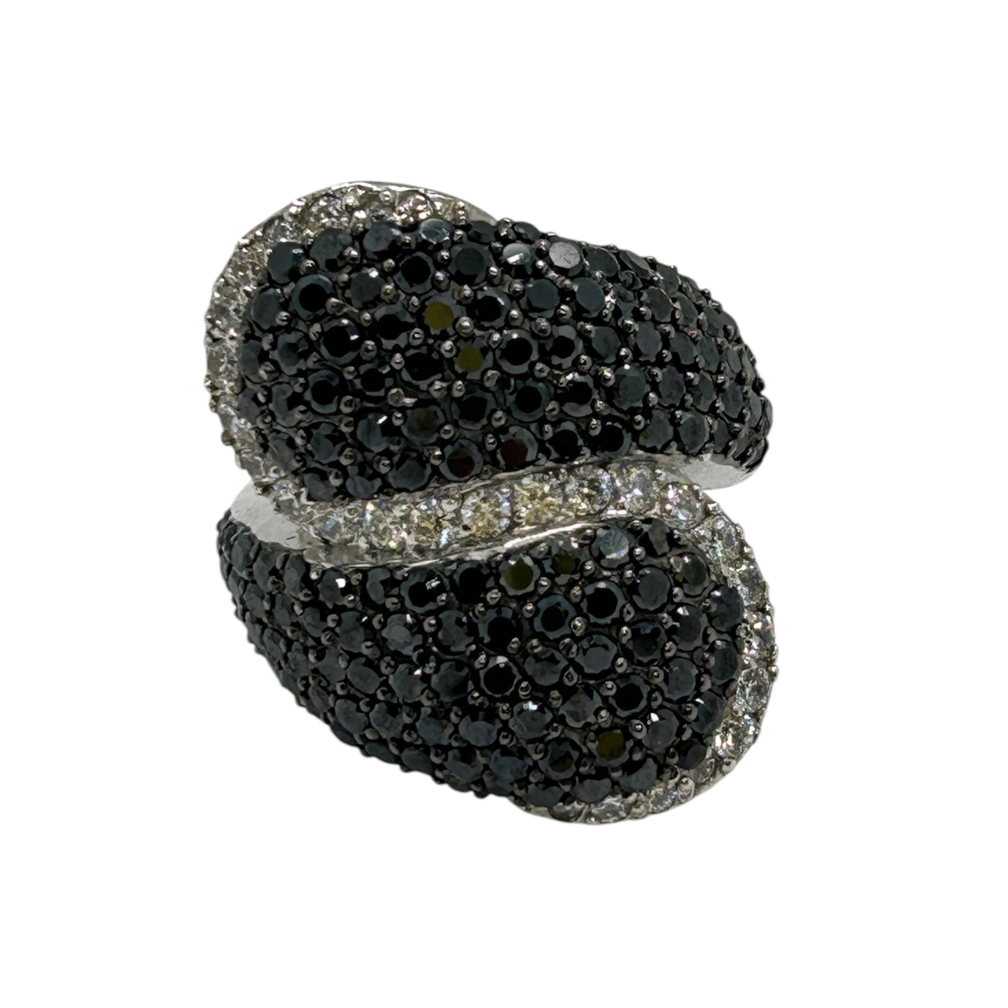 Luxury Black and White Swirl Cocktail Ring