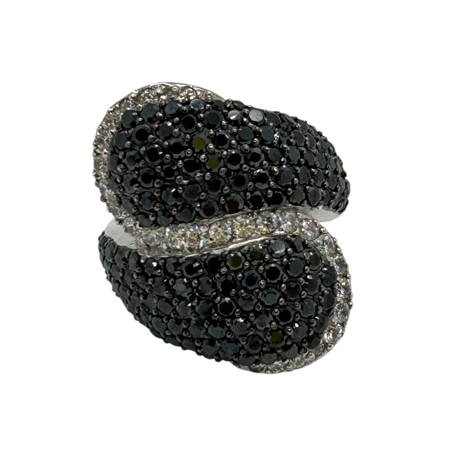 Luxury Black and White Swirl Cocktail Ring