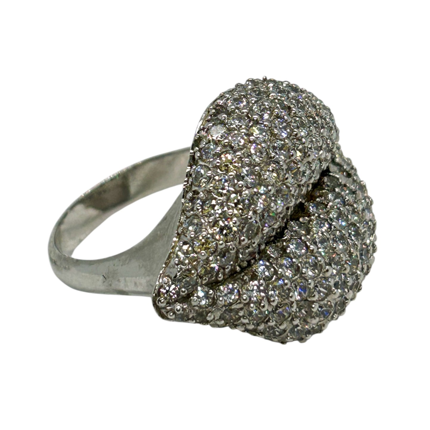 Hot Lips Ring in White Cubic Zirconia and Solid Sterling Silver