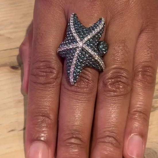 Luxury Sterling Silver Starfish Ring
