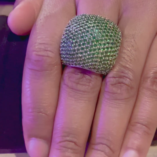 Luxury Sterling Silver Green Statement Ring