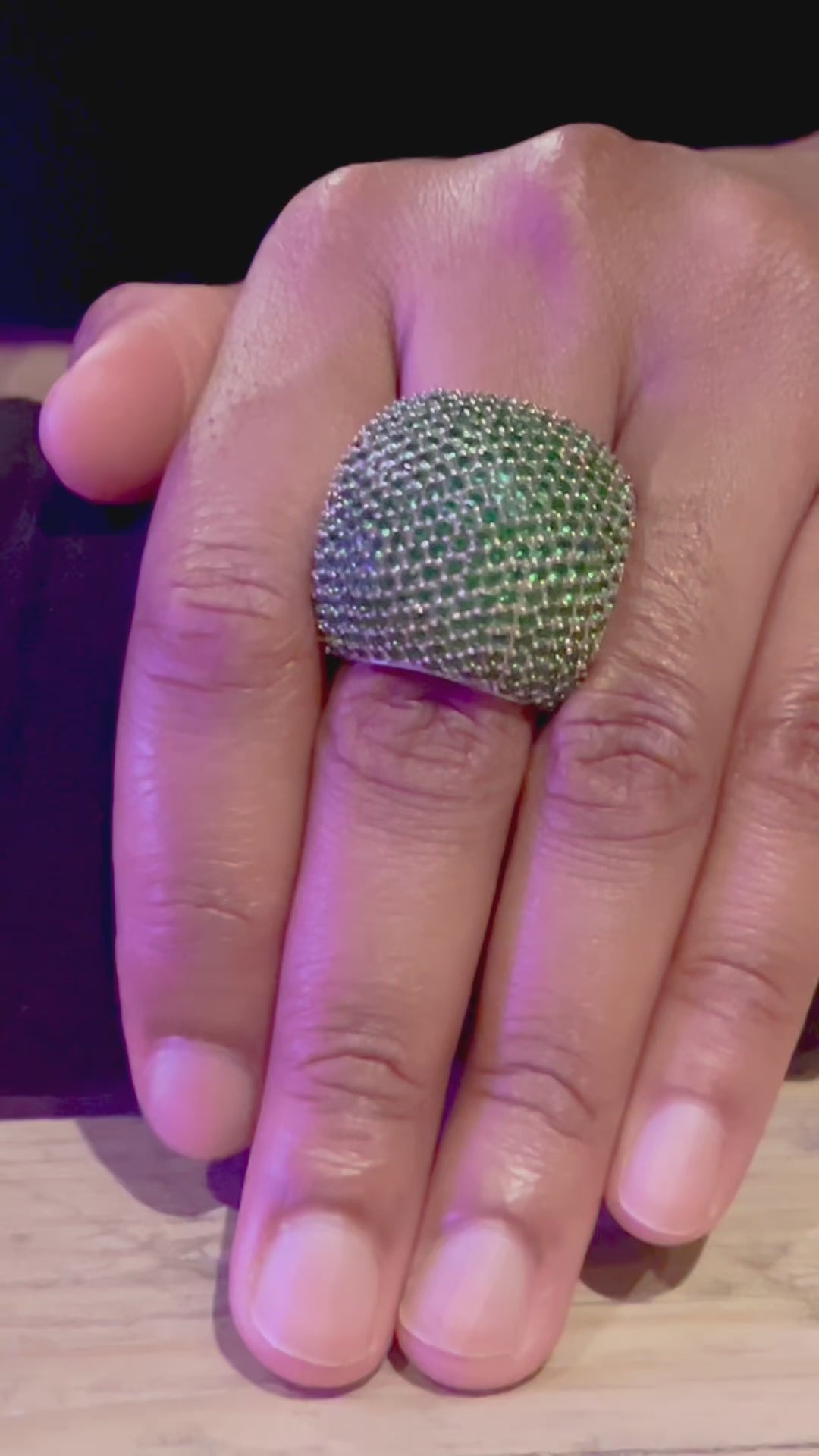 Luxury Sterling Silver Green Statement Ring