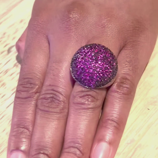 Luxury Sterling Silver Pink Statement Cocktail Ring