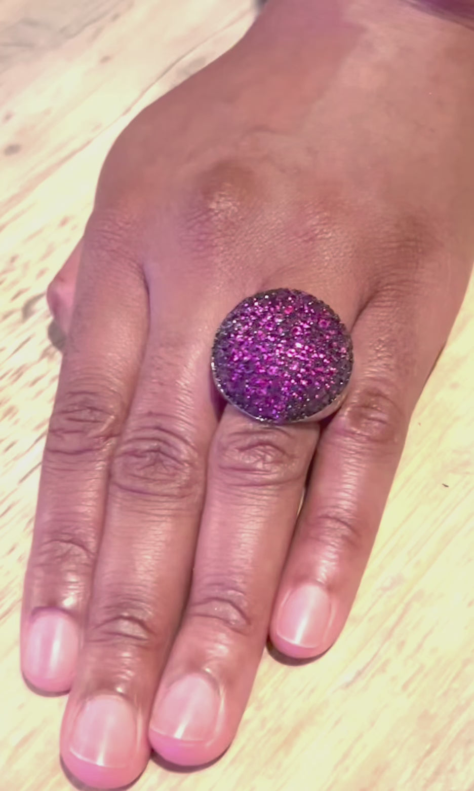 Luxury Sterling Silver Pink Statement Cocktail Ring