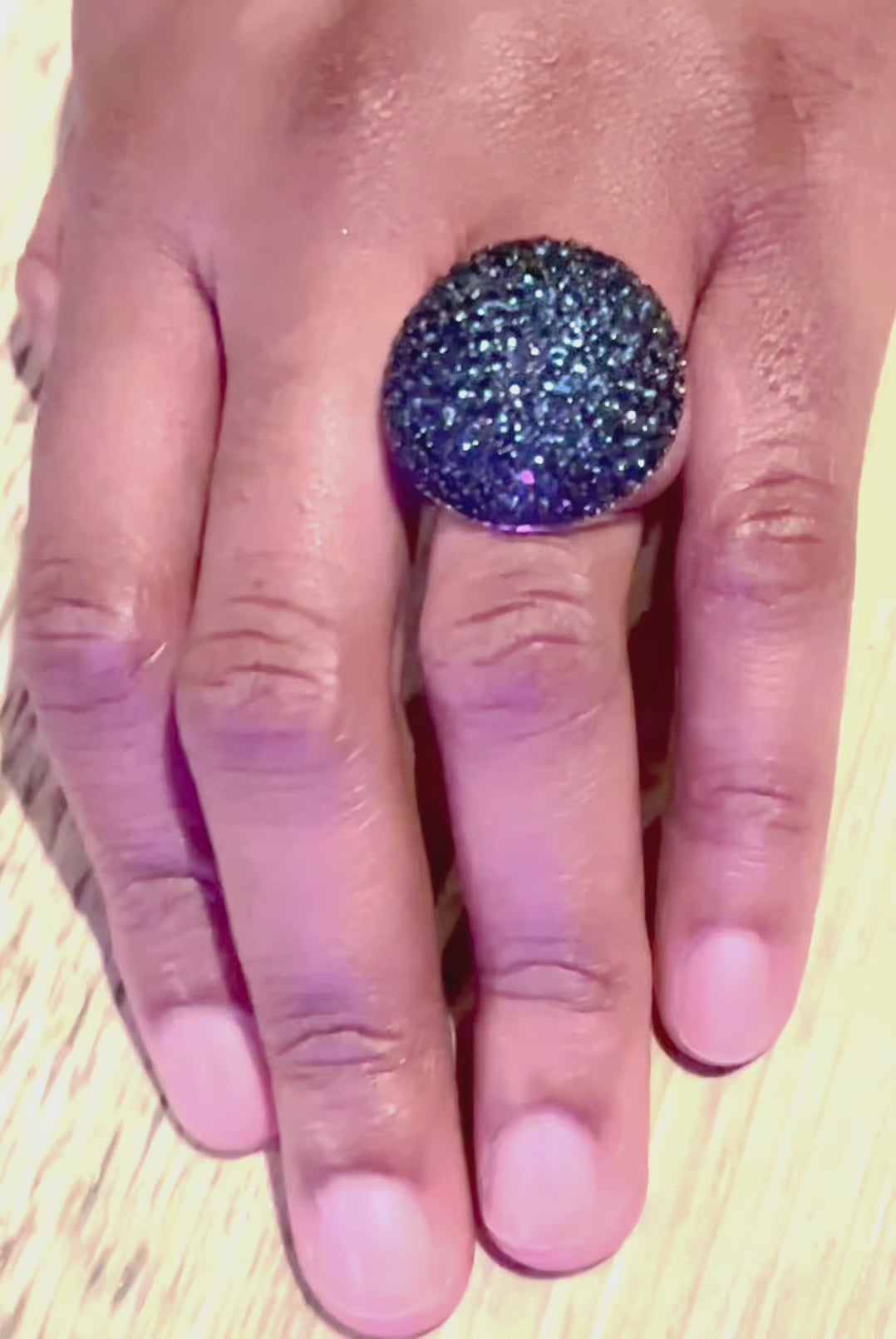 Luxury Sterling Silver Navy Blue Cocktail Ring